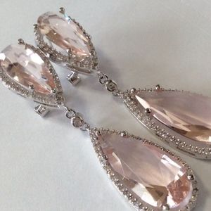 Pink and White Swarovski Crystal Earrings